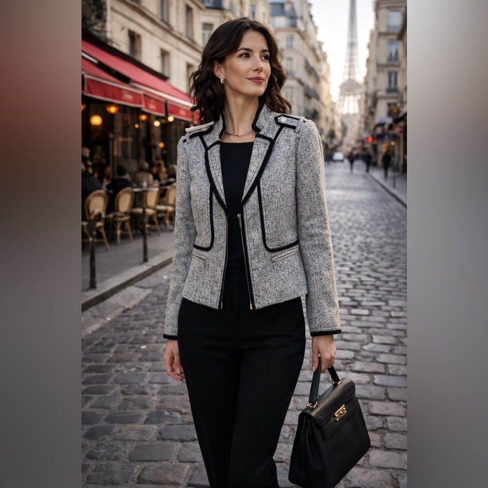 White House Black Market Tweed Military-Inspired Jacket | Size 2 - Picture 6 of 12